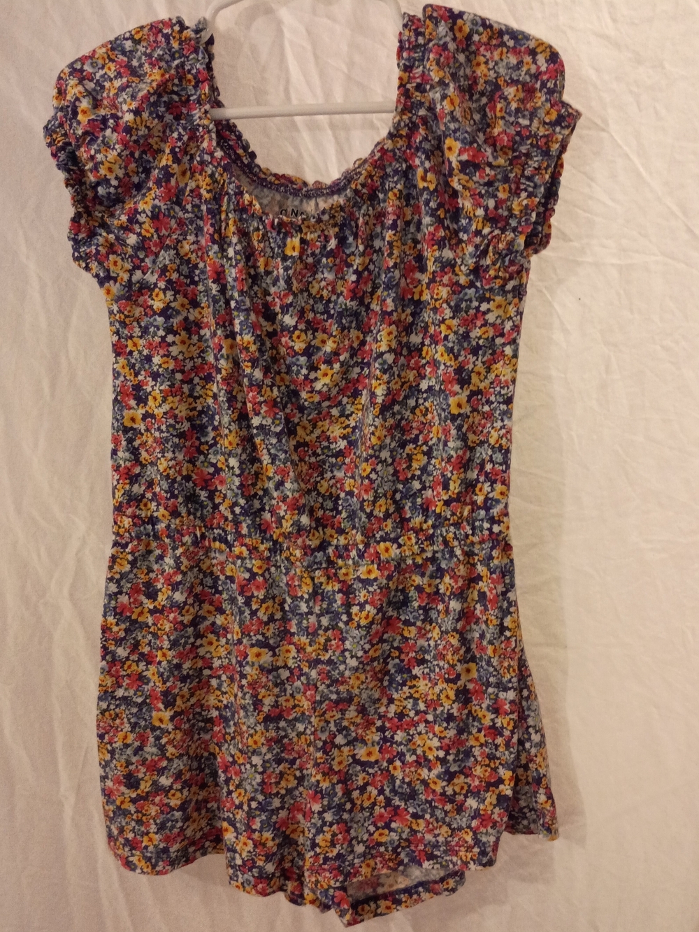 Old Navy Floral Girls One-Piece Bodysuit Romper - Blue, Yellow, Pink